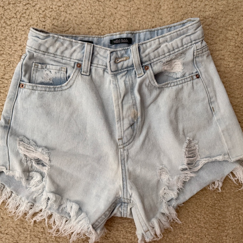 Wild Fable Light Blue Distressed High-Waist Denim Shorts - Unknown Brand